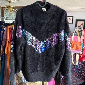 Elegant Black Sweater with Sequin Accents